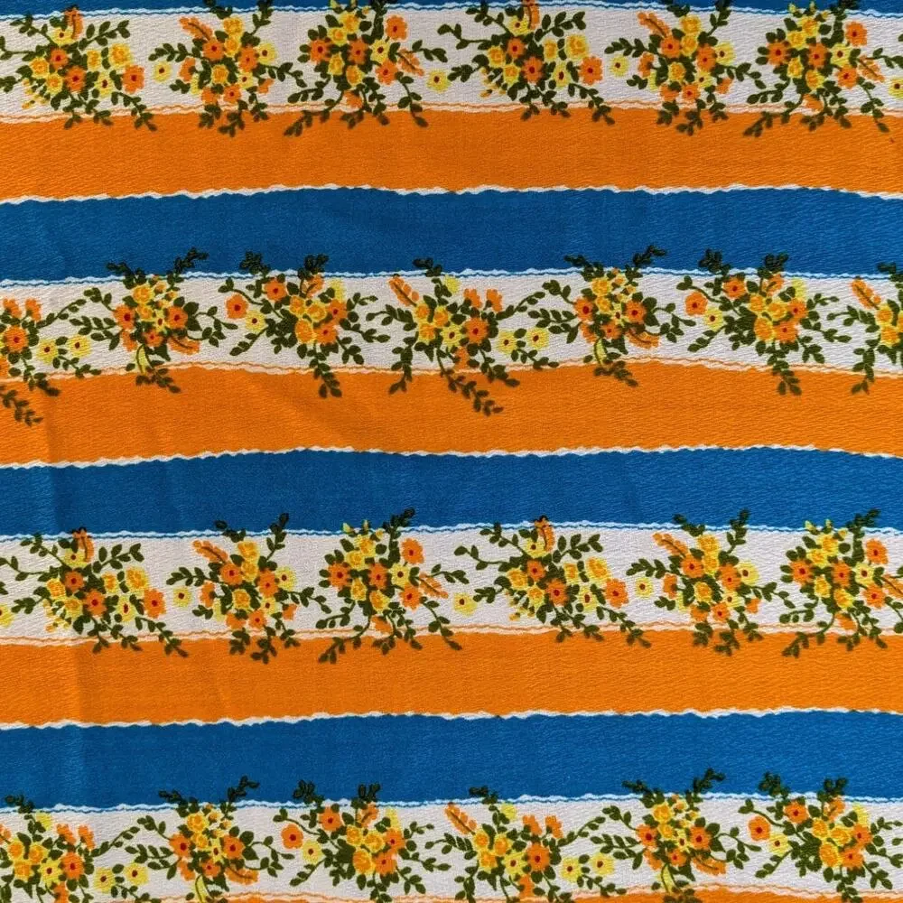3 7/8 Yds Vintage 1970's Hawaiian Acrylic Crepe SO-FRO ORIGINALS FABRIC Bouquets